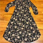 Who What Wear  Women Large Black Beige floral Print Long Sleeve Dress Office Work Photo 0