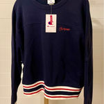 Champion Navy Blue Crewneck Sweatshirt Striped Cuffs and Hem XL Photo 0
