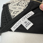 Maggy London Lace Striped Shift Short Sleeve Dress Black Ivory Cream Size 10 Photo 8