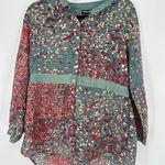 Little Journeys Chicago Womesn Artsy Tunic Top Button Front Medium Lightweight Green Photo 0
