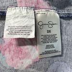 Jessica Simpson  Mini Dress 2X Blue Pink Rose Floral‎ Corset Smocked Micro Ribbed Photo 10