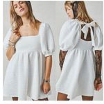 Free People NWT  Violet Puff Sleeve Mini Dress S White Photo 3