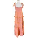 CECILIE COPENHAGEN Mina Dress Long Tiered Maxi Embroidered Tangerine Large NWT Orange Photo 8