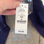 White House | Black Market  Navy and White Open Front Knit long Cardigan Sweater Photo 7