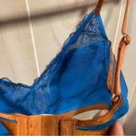 Cute silky aquamarine copper mesh and floral embroidered bra boho festival Auden Blue Size XL Photo 8