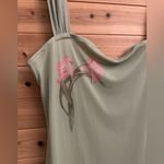 Cider NWT  Size XXLarge Sage Green Square Neck Floral Mesh Overlay Maxi Dress Photo 4