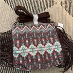 Rock & Roll Denim Aztec Crossbody Bag With Fringe NWT Brown Photo 3