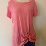 Green Tea Pink Rib Knit Knot Detail Tee  Photo 0