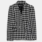 ZARA TEXTURED TWEETED Houndstooth Blazer w/POCKETS BLACK/WHITE NEW Photo 13