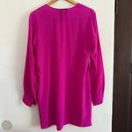Rory Beca | PInk / Fuschia Silk V Neck Long Sleeve Shift Mini Dress | Small Photo 2