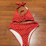 SheIn red poka dot bikini, size large Photo 2