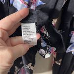 Kaari Blue  xl rayon Black Floral button down Blouse balloon sleeved Photo 4