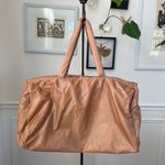 Vintage 70s 80s Bijoux Tan Puffy Nylon Bag Satchel Tote Purse Caramel Large Photo 1