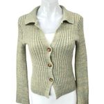 ASOS Design Women's Green Rib Knit Button Down Collar Cardigan Sweater Top Sz 4 Photo 0