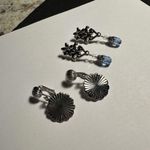 Lot Of 2 Signed Dangle Clip On Earrings Silver Tone 1 Avon / 1 Sarah Coventry Photo 1