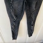 Elite Jeans ⭐️  Black Acid Wash Distressed Destroyed Raw Pull On Skinny Jeans NWT Photo 5