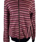 Funky People Pink Berry and Black Chevron Zip Front Sweater Hoodie Size XL Photo 0