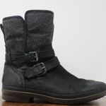 UGG  Simmens Boots Sz 8 Black Leather Waterproof Shearling Lined Buckle Side Zip Photo 0
