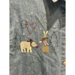 Christopher & Banks Denim Shacket Polar Bears Christmas Tree Reindeer Large Photo 1