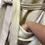 24 K Leather Dan Di Modes Cream Tie Belted Trench Coat Jacket Womens Large White Photo 6