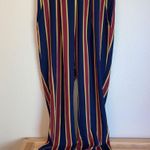 Lulumari Off-Shoulder Sleeveless Striped Jumpsuit Jumper Size M Navy Red Gold Photo 6