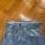 ZARA NEW MIDI ASYMMETRIC DENIM METALLIC COATED SKIRT BLUE SILVER Size Small Photo 11