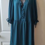City Chic ccx Long Sleeve Green V-neck Mini Dress Size 16 Photo 0