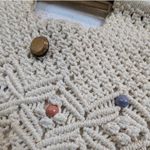 Boho Macrame Tote Bag – Wood Handles Beaded Cream Handmade Philippines Brown Photo 3