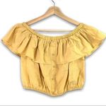Love, Fire - Off Shoulder, Linen Blend, Crop Blouse in Mustard Yellow - M Photo 0