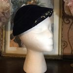 Winkelmans VINTAGE 1960'S BLUE VELOUR BERET STYLE HAT WITH RHINESTONE EMBELLISHMENT Photo 3