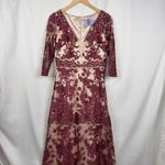 JS Collections  Womens Embroidered Lace Gown Wine Rose Size 6 NWT Photo 12