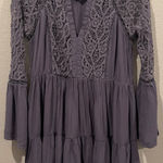 American Eagle OUTFITTERS Purple Crochet Bell Sleeve Boho Mini Dress Photo 0