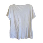 Talbots White Short Sleeve V Neck Crochet Collar Shirt Top Blouse Cotton tee Photo 1