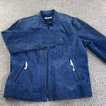 Bernardo  Suede Leather Moto Jacket Blue Genuine Leather Womens XL Photo 0