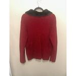 Marguerite's Burgundy Red‎ Cardigan Sweater Faux Fur Collar Zip Up Red Size L Photo 5