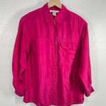 The Limited  Silk Button Down Top Long Sleeve Shirt Small Hot Pink Career Classic Photo 0