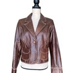 XOXO Women's Vintage Brown Leather Cowgirl Blazer Jacket Size L Photo 0