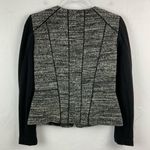 Ann Taylor Black White Tweed Mixed Media Full Zip Blazer Jacket 0 Photo 5