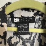 Carol Little Leopard Print Linen Button Down Sleeveless Blouse Sz S White Photo 4