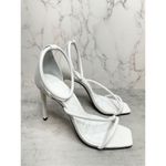 Schutz  Sandals Size 8B White Leather Open Square Toe Stiletto Heel Ankle Strap Photo 1