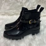 Black Shiny Ankle Rain Boots Size 10/41 B17B‎ Black Photo 2