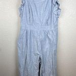 Nordstrom 1901 Womens Ruffle Sleeve Crop Jumpsuit 18 Plus Blue Chambray Pockets Photo 0