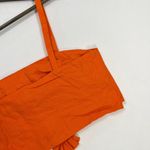 Farm Rio NWOT  Orange Bow Linen Crop Top Square Neck Sleeveless Statement Tank M Photo 9