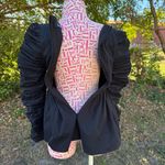 Kourt Alice Sweetheart Peplum Black Top Ruched Sleeve Structured Size S Few Moda Photo 4