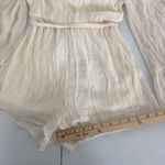 Cream Gauze Bell Sleeve Belted Romper Shorts Size Small Flare Festival Boho Photo 8