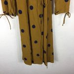 Urban Outfitters Audrey Wrap Midi Dress XS Long-Sleeve Yellow Polka Dot Woven Photo 13