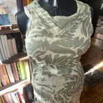 Drew Lina Tomei Italian green leaf drape neck sleeveless linen dress Photo 1