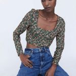 ZARA  floral detail long sleeve corset crop top size Small Photo 5
