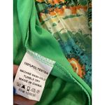 Kindred  Anthropologie chiffon long sleeve v neck pleated green geo print dress S Photo 2