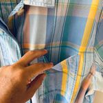 Gap Sz 14 Short Sleeve Plaid Romper Drawstring Waist Pockets Button Down Photo 6